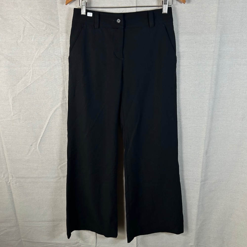 Piazza Sempione Black Wool Blend Wide Leg Trousers Made in Italy Size 4
